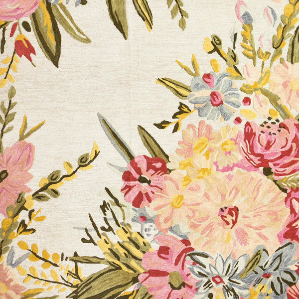 Großer Teppich aus reiner Wolle – florales Multicolor-Design – 245×305 cm – handgetuftet