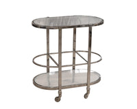 Eleganter Barwagen aus Edelstahl mit Glasablagen – mobile Hausbar mit Rollen, 70 cm