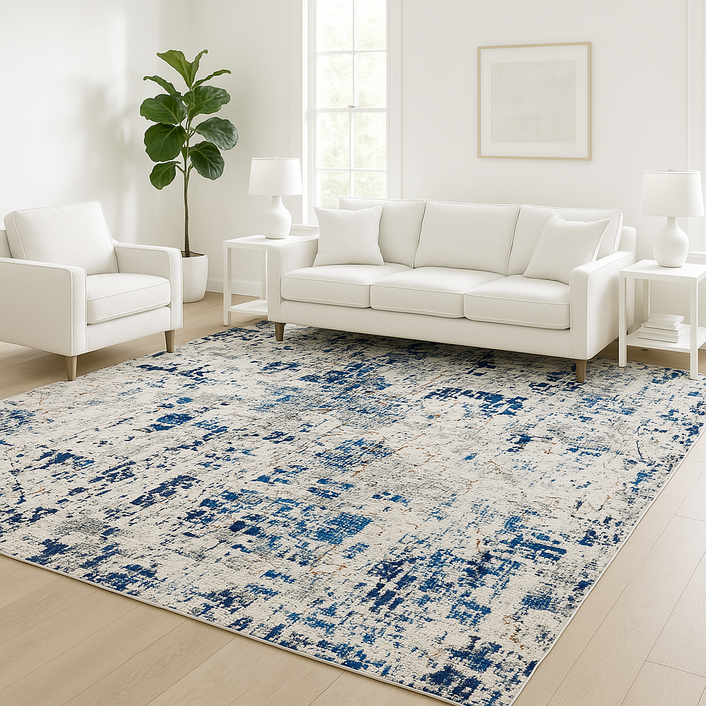 Teppich Arctic Shadow - Urban, modern, ein Statement in Blau & Silber
