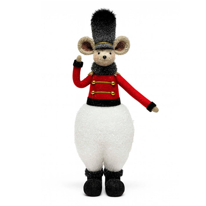 Deko-Maus Stofffigur – Weiß mit Rot – 13x13x33 cm – Winterlich