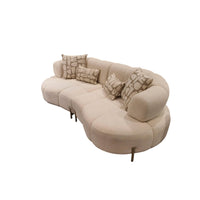3-Sitzer Sofa in Beige aus Bouclé-Stoff – organische Form – 240×115×80 cm – Retro-Design
