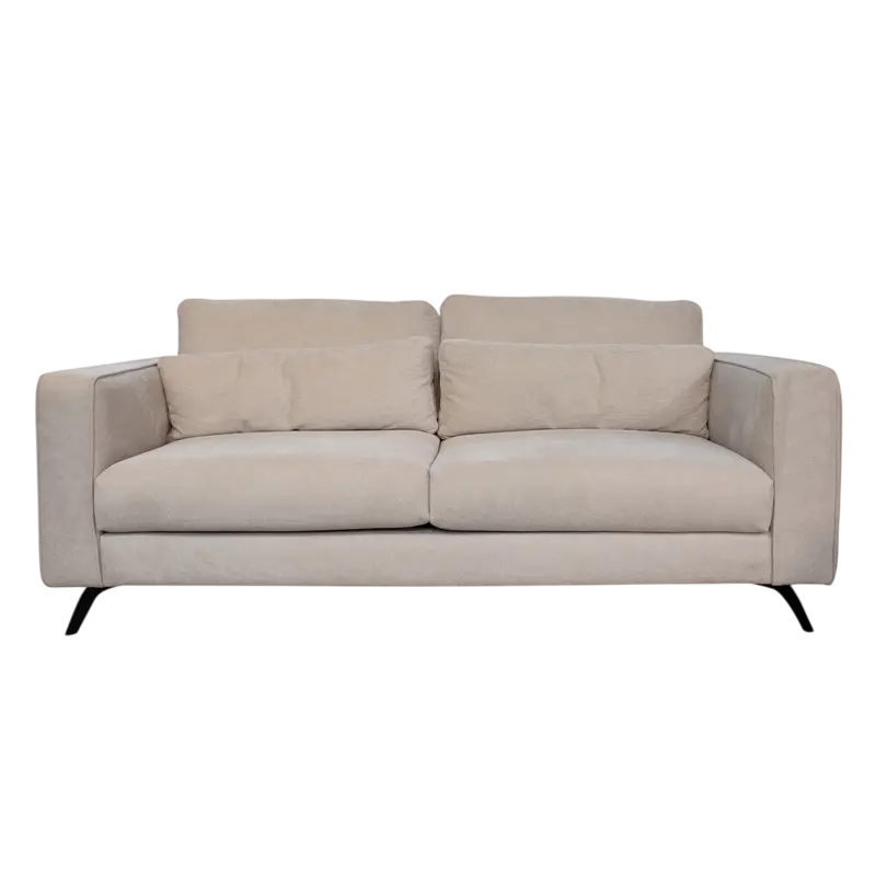 2-Sitzer Sofa Merida aus beigem Stoff – breite Armlehnen – 202 cm – modern & elegant