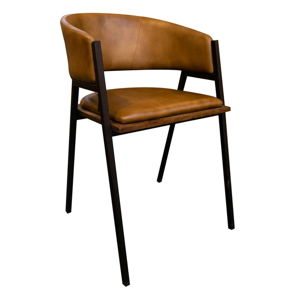 Esszimmerstuhl aus Leder – Cognacbraun – B 52 cm – Minimalistisch & elegant im Industrial-Stil