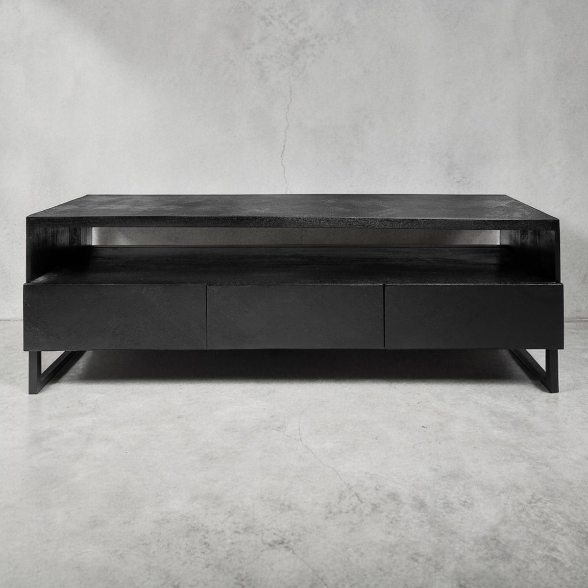 ONYX TV-Board Fischgrät Schwarz 160 — grafische Tiefe