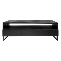 TV-Lowboard in Schwarz – Mangoholz mit Fischgrätmuster – 160×40×60 cm – mattes Design