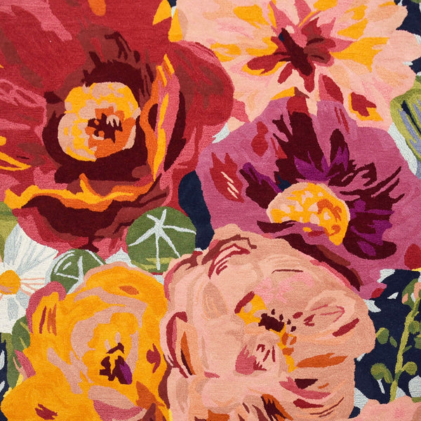 Handgetufteter Wollteppich oval – florales Design in Multicolor – 200x300 cm – stilvoll & weich