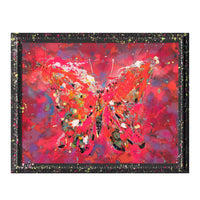 Handgemaltes Wandbild mit Schmetterling – leuchtende Multicolor-Akzente – 100x130 cm – moderner Rahmen