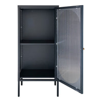 Vitrine Adelaide Noir – Stahl und geriffeltes Glas in modernem Stil