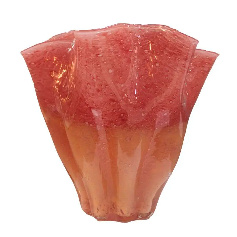 Vase aus handgeblasenem Glas – Pink-Orange Verlauf – 22x21x19 cm – modern & farbstark