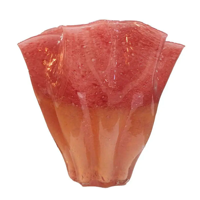 Vase aus handgeblasenem Glas – Pink-Orange Verlauf – 22x21x19 cm – modern & farbstark