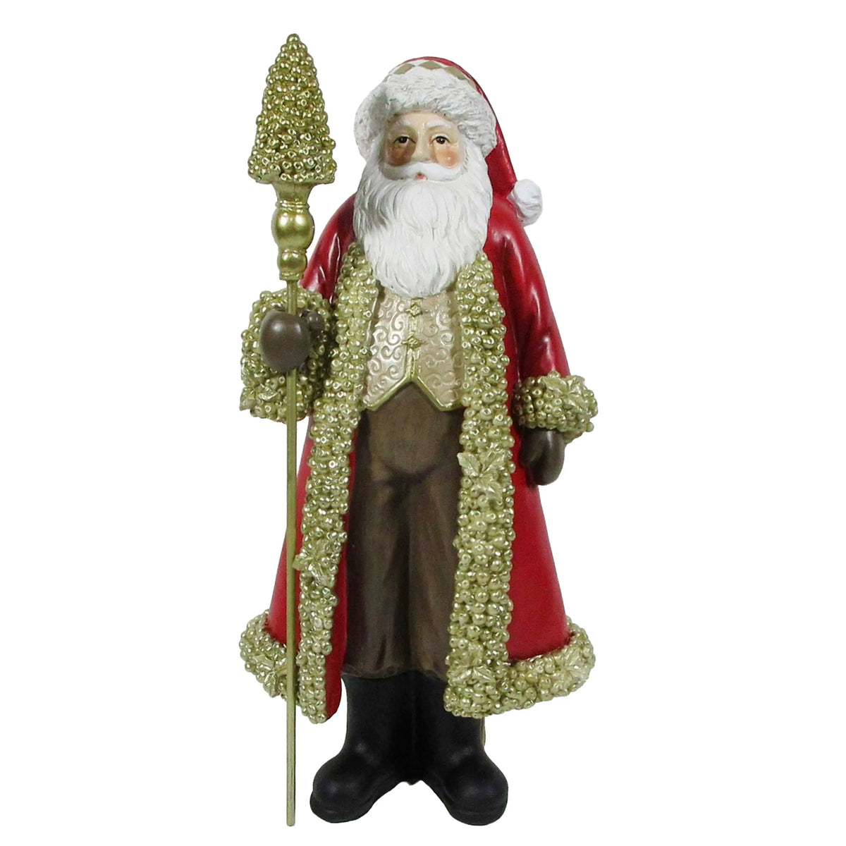 Deko-Weihnachtsmann aus Resin – Rot & Gold – 21x15x41 cm Figur