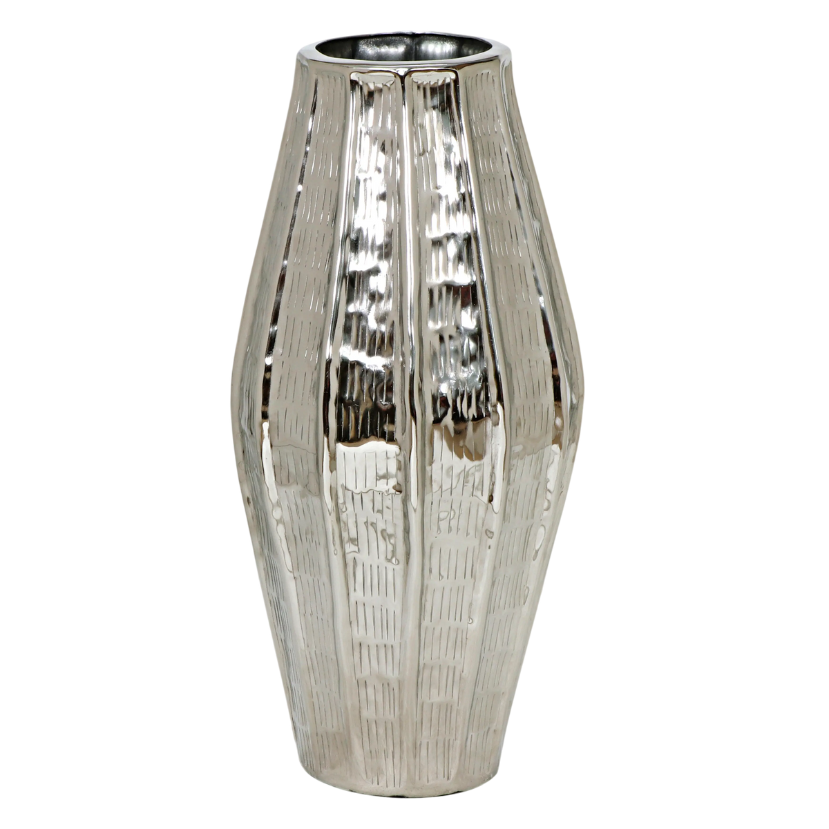 Vase aus Aluminium in Silber – standfest & glänzend – 40x40x78 cm – modern & elegant