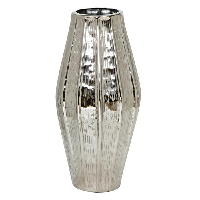 Vase aus Aluminium in Silber – standfest & glänzend – 40x40x78 cm – modern & elegant