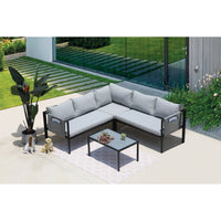 Lounge-Set Urban Comfort – Modernes Ecksofa mit Couchtisch für stilvolle Outdoor-Momente