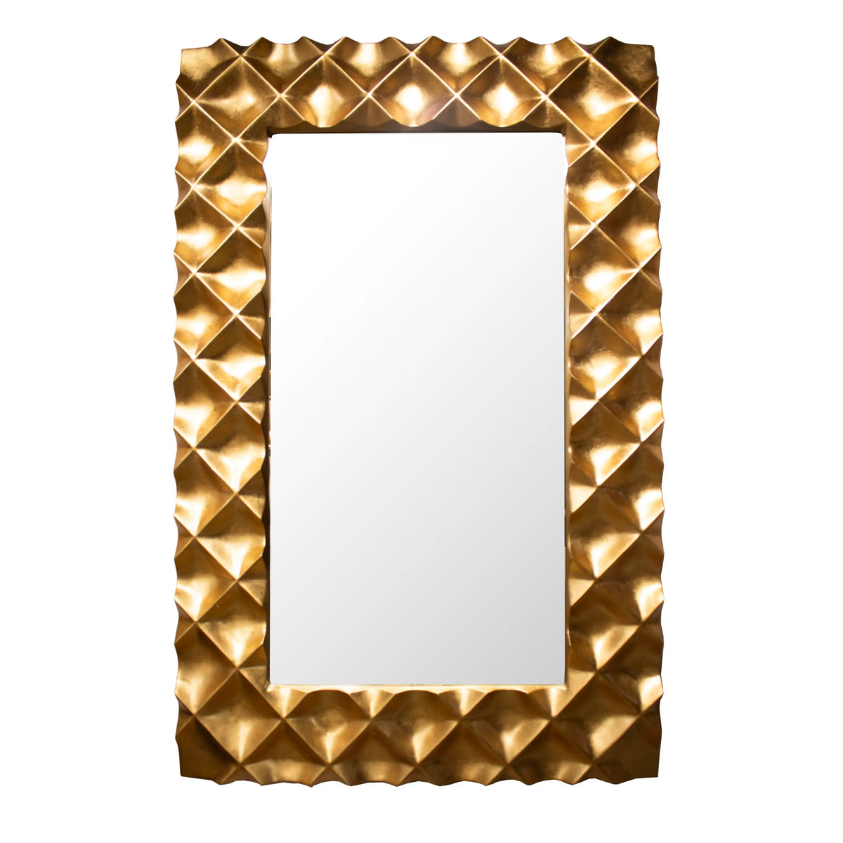 Rechteckiger Wandspiegel in Gold – strukturierter Rahmen – 210 cm – glamourös