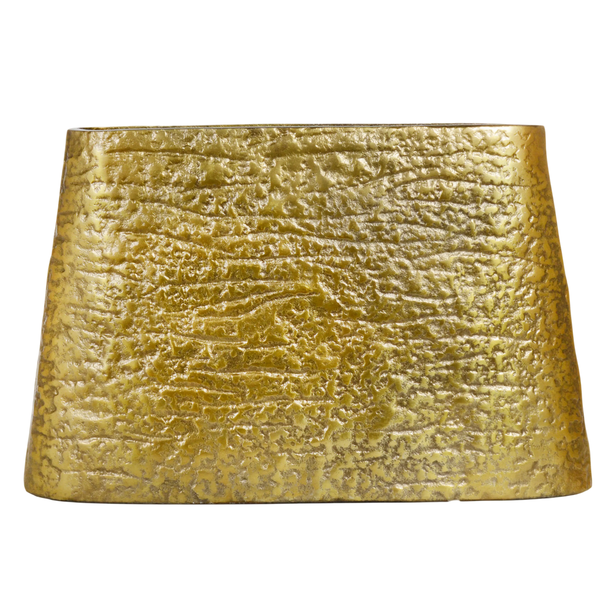 Vase aus Aluminium in Antikgold – flach & gebürstet – 40x9x26 cm – Designobjekt