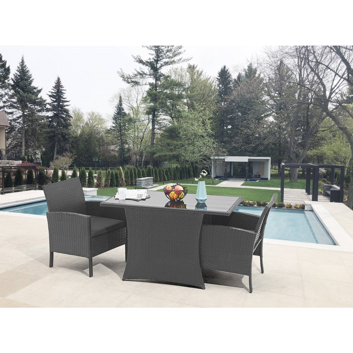 Lounge-Set Riviera Noir – Polyrattan mit Glasplatte, Eleganz für Außenbereiche