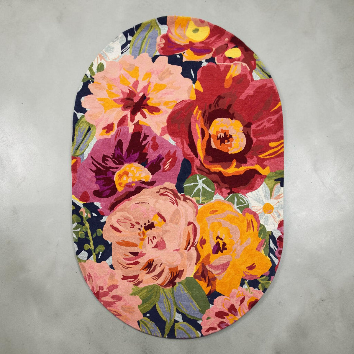 Teppich Wolle Multicolor Oval 300x400 — handgetuftetes Statement