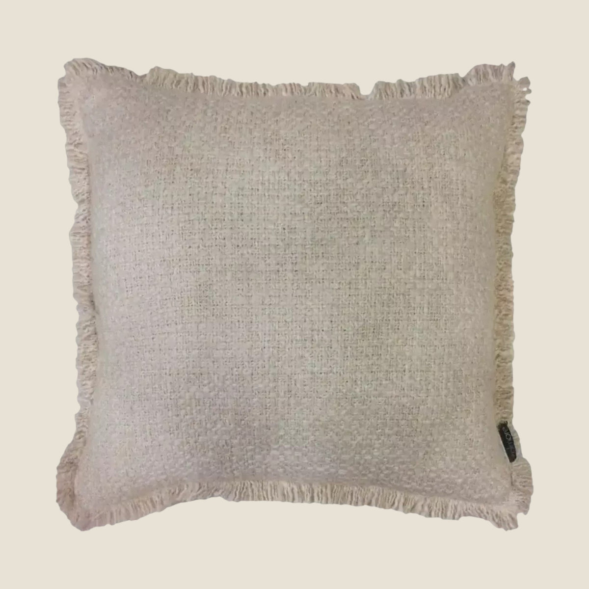Bouclé Kissen mit Fransen — Mocha — 50x50 cm — handgewebt