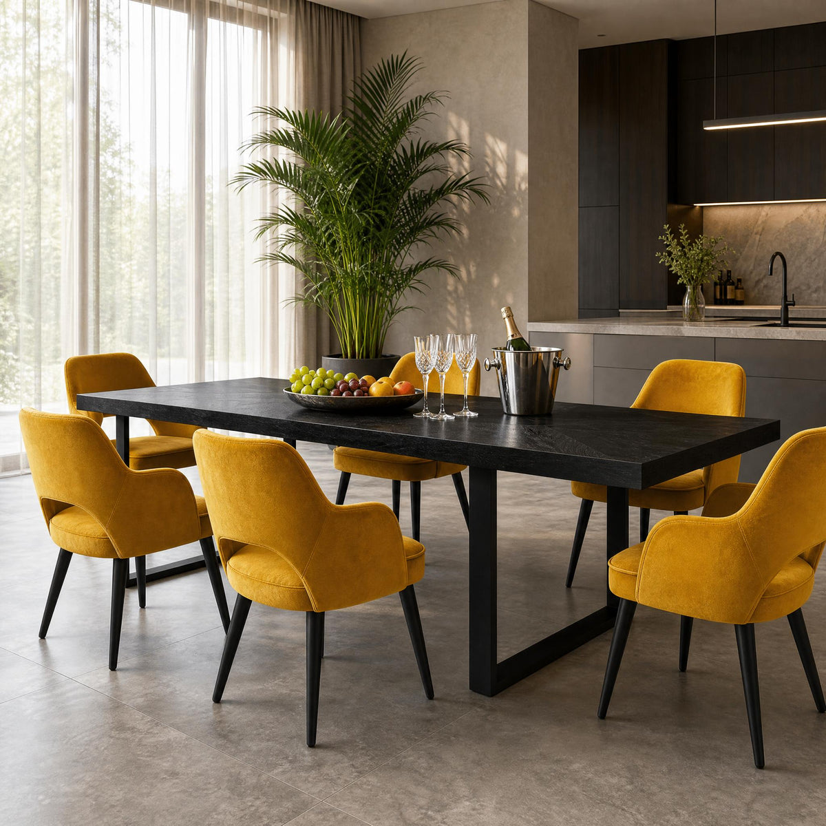 ONYX Esstisch Fischgrät Schwarz 300 — großzügige Tafel