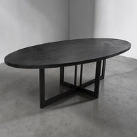Onyx Esstisch Fischgrät Schwarz oval 260x120 — festliche Tiefe