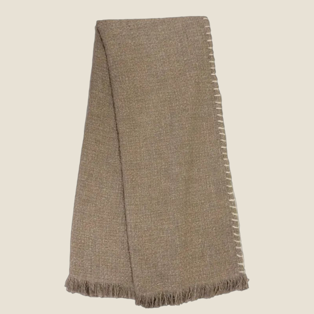 Plaid Tela Bouclé Sandtaupe — Schmucknaht in Creme