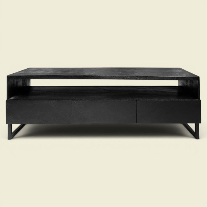 ONYX TV-Board Fischgrät Schwarz 160 — grafische Tiefe