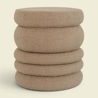 Pouf Cinco Tweed-Baumwolle — Camel, gestapelt