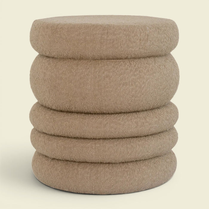 Pouf Cinco Tweed-Baumwolle — Camel, gestapelt