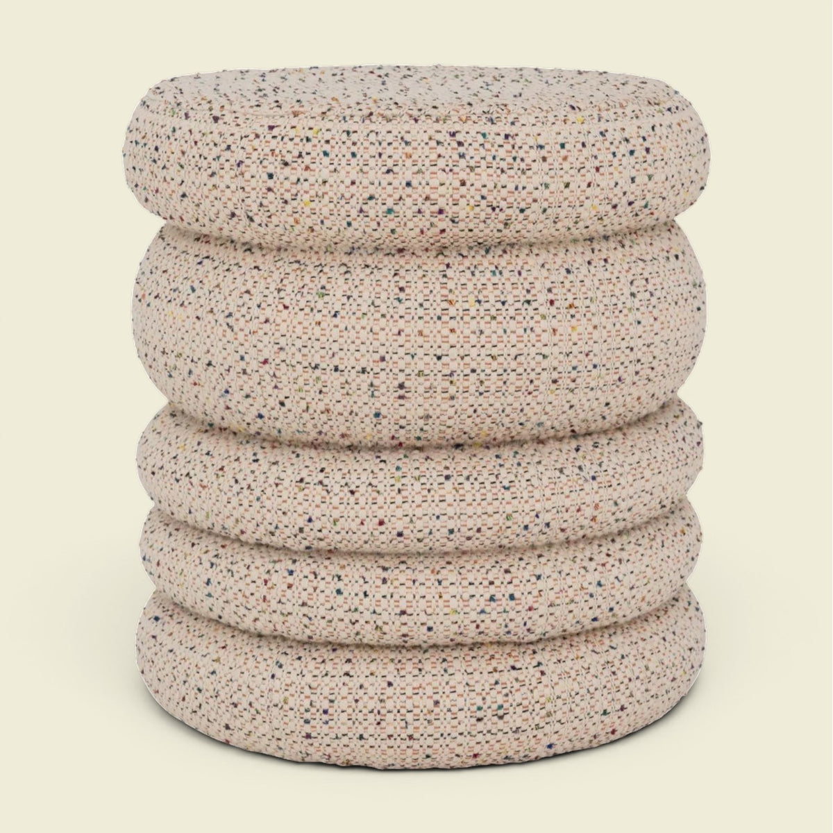 Pouf Cinco Tweed-Baumwolle — Multicolor, gestapelt