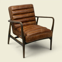 Levi Armchair Dark Brown — Leder & Holzrahmen