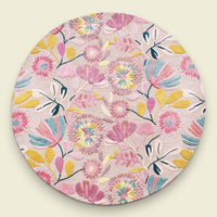 Teppich Wolle Rosa Blumen Rund 250 — handgetuftetes Unikat