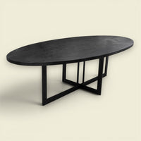 Onyx Esstisch Fischgrät Schwarz oval 260x120 — festliche Tiefe