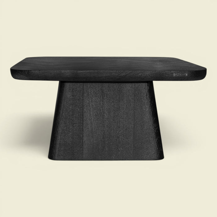 ONYX Couchtisch Fischgrät Schwarz 80×80 — grafische Mitte
