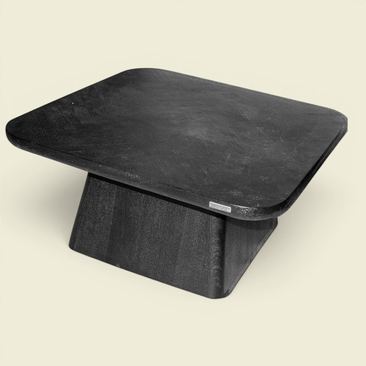 ONYX Couchtisch Fischgrät Schwarz 80×80 — grafische Mitte