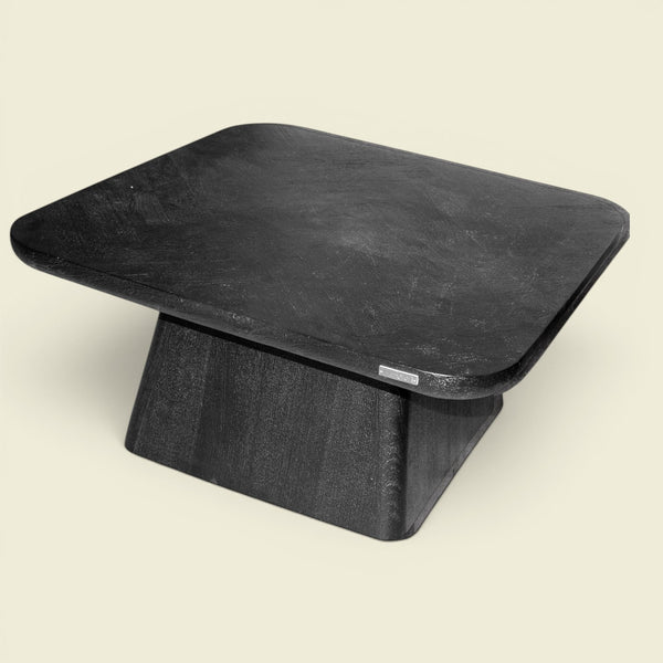 ONYX Couchtisch Fischgrät Schwarz 80×80 — grafische Mitte