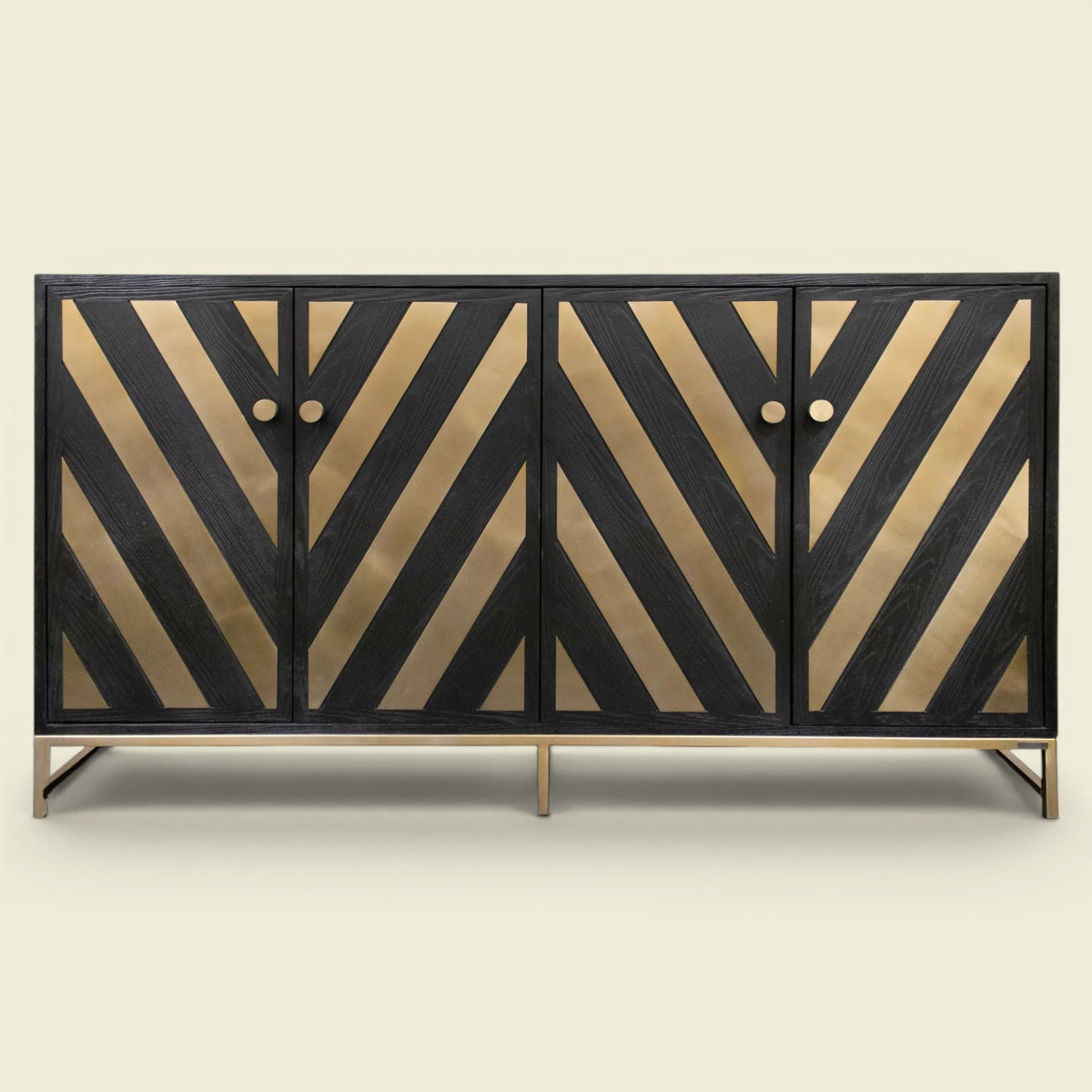 Chevron Sideboard Gold Schwarz 180 — dramatische Tiefe