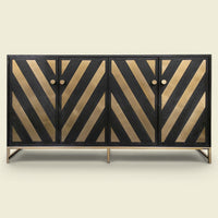 Chevron Sideboard Gold Schwarz 180 — dramatische Tiefe