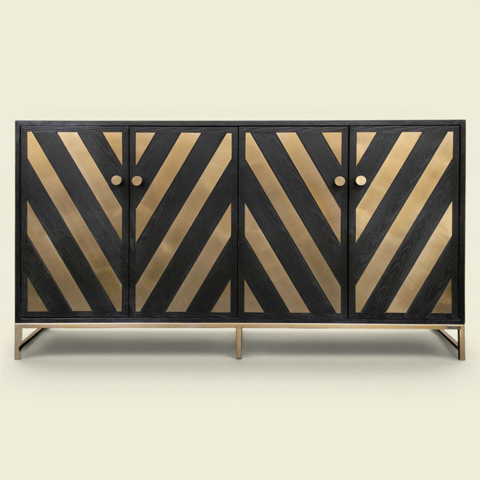 Chevron Sideboard Gold Schwarz 180 — dramatische Tiefe