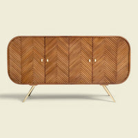 Chevron Sideboard Holz Braun 153 — gewobene Wärme