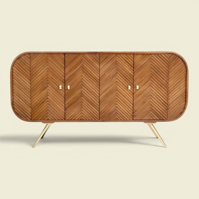 Chevron Sideboard Holz Braun 153 — gewobene Wärme