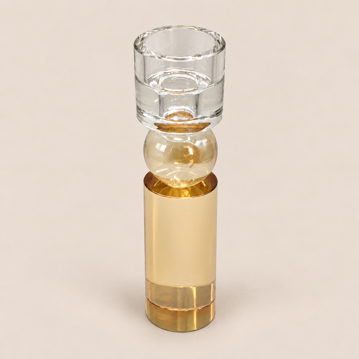 OBSCURA Kerzenhalter Klar-Gold Ø 5 × 20 cm – zweite Ansicht auf Veto Beige