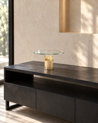 OBSCURA Platte auf Fuß Klar-Gold Ø 30 × 18 cm – Wohninspiration