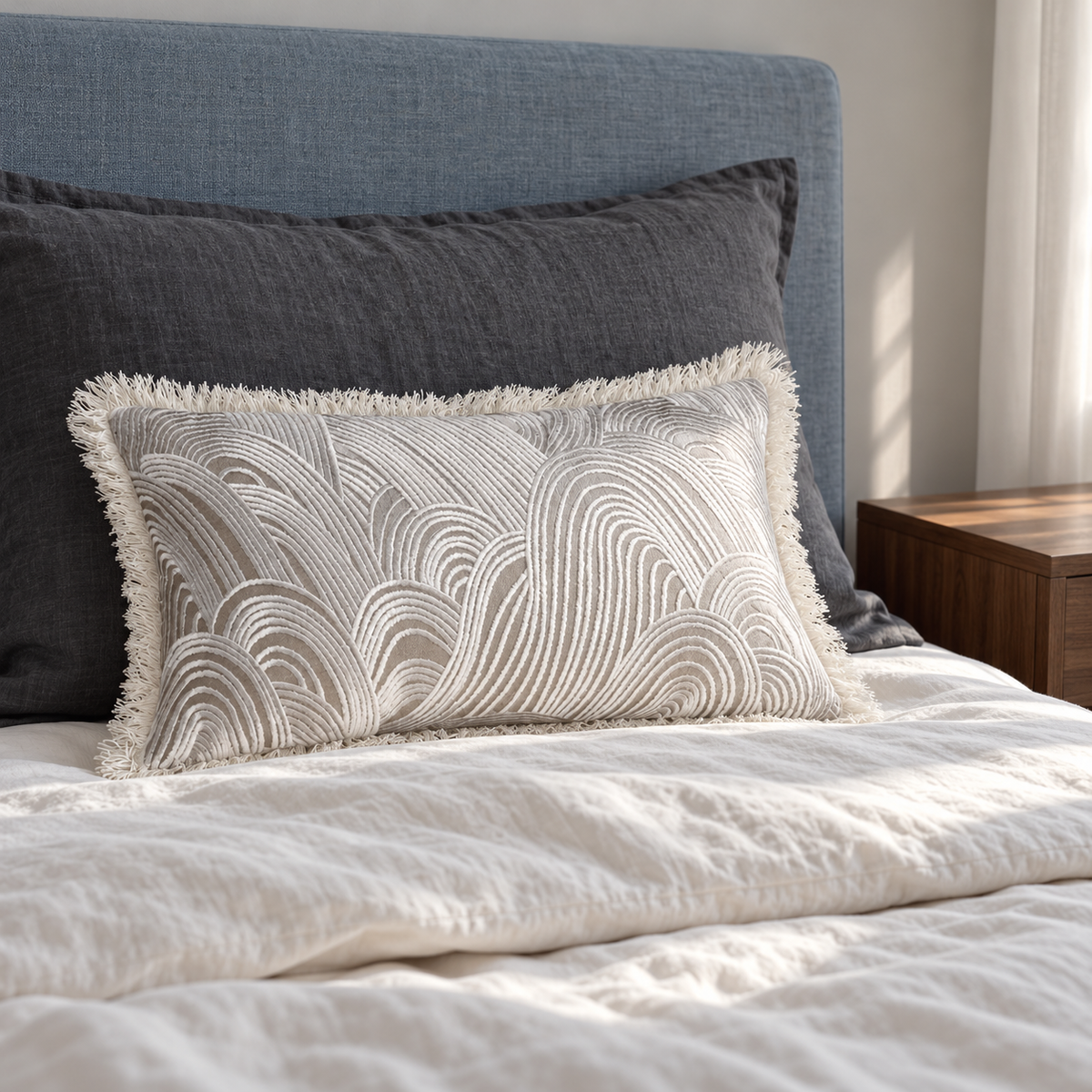 Kissen OPHELIA Weiß 50 × 30 cm – showroom
