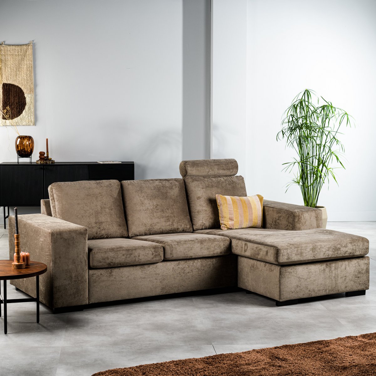 3-Sitzer-Sofa L+R – Ultimativer Komfort in Hotel-Chique Braun